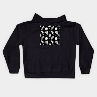 Black And White Astronaut Patterns Kids Hoodie